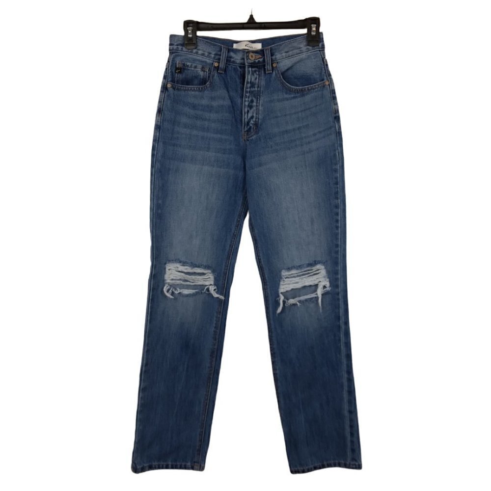 Kancan | Distressed Straight Leg Button Fly Cotton Jeans | Size 1/24